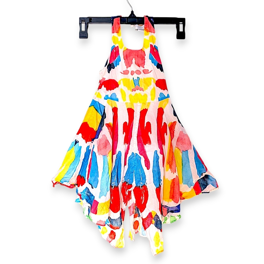 Stella McCartney Kids sleeveless multicolor artsy watercolor strokes dress 4